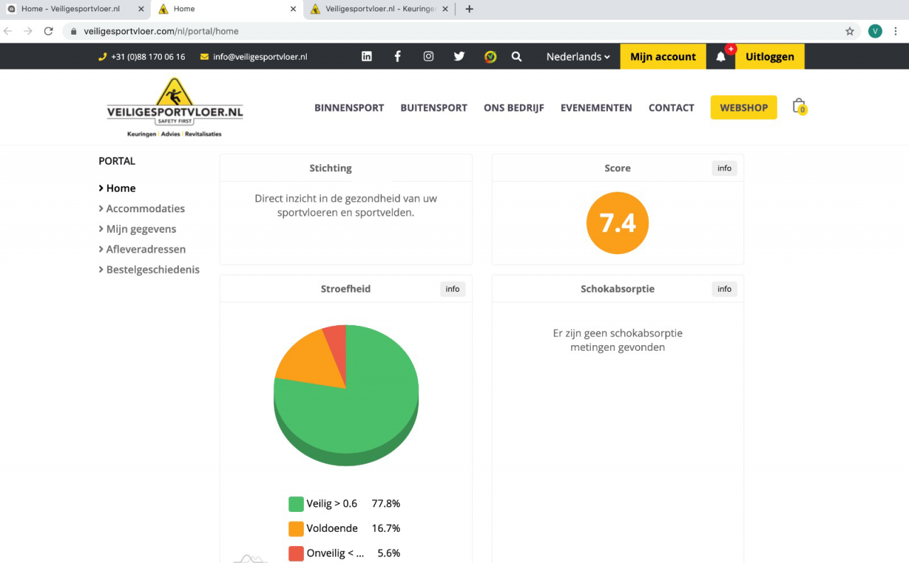 klantenportaal veiligesportvloer veiligesportvloer.nl